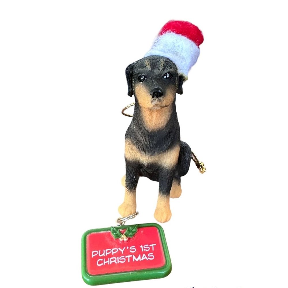 Vintage 90s Ganz Rottweilier Christmas Ornament Dog New Puppy's First Ch…